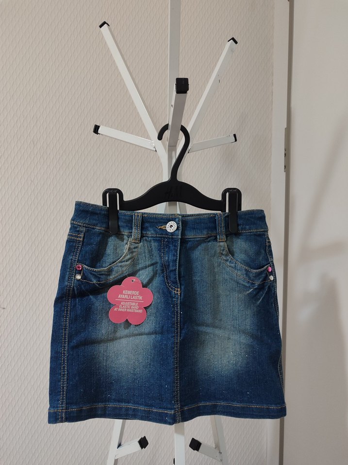 Kız Çocuk Koyu Denim Etek - Görsel 2