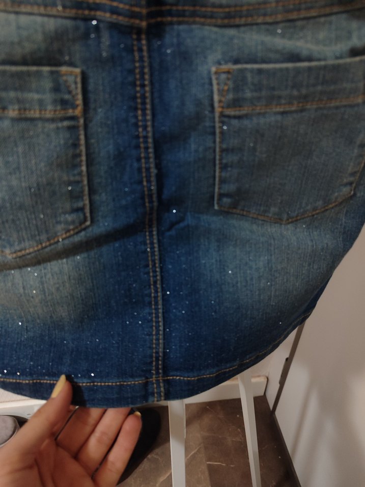 Kız Çocuk Koyu Denim Etek - Görsel 5