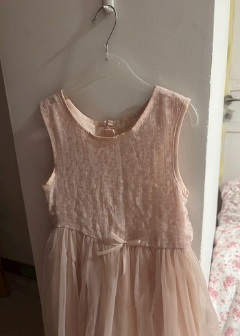 toz pembe Kolsuz Fırfırlı Kız Elbisesi - Görsel 5