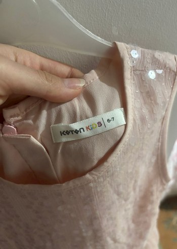 toz pembe Kolsuz Fırfırlı Kız Elbisesi - Görsel 4