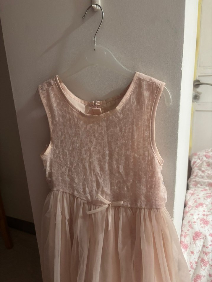 toz pembe Kolsuz Fırfırlı Kız Elbisesi - Görsel 5