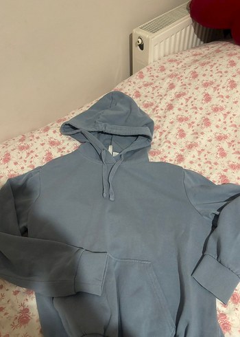 Açık mavi Kapüşonlu Rahat Kesim Sweatshirt - Görsel 3