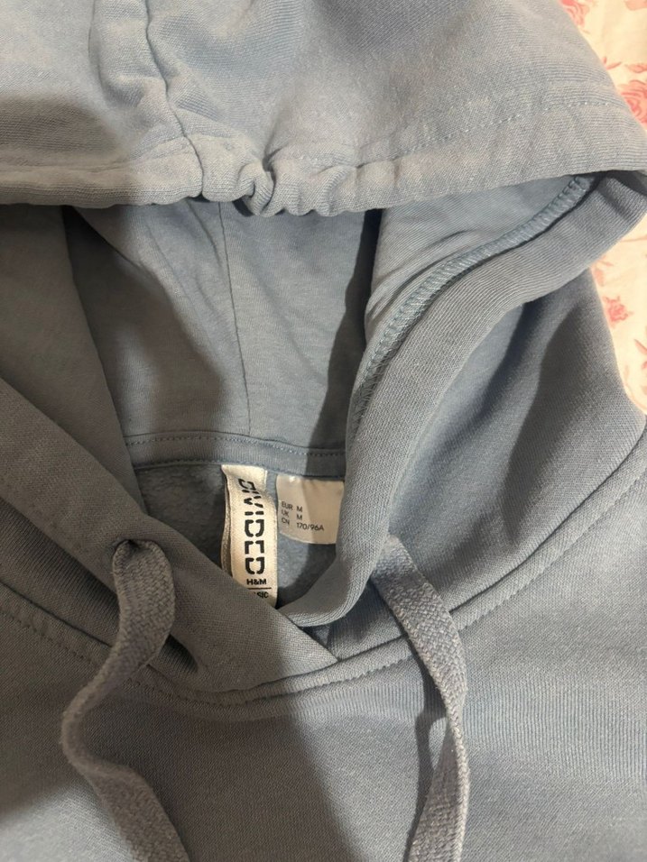 Açık mavi Kapüşonlu Rahat Kesim Sweatshirt - Görsel 4