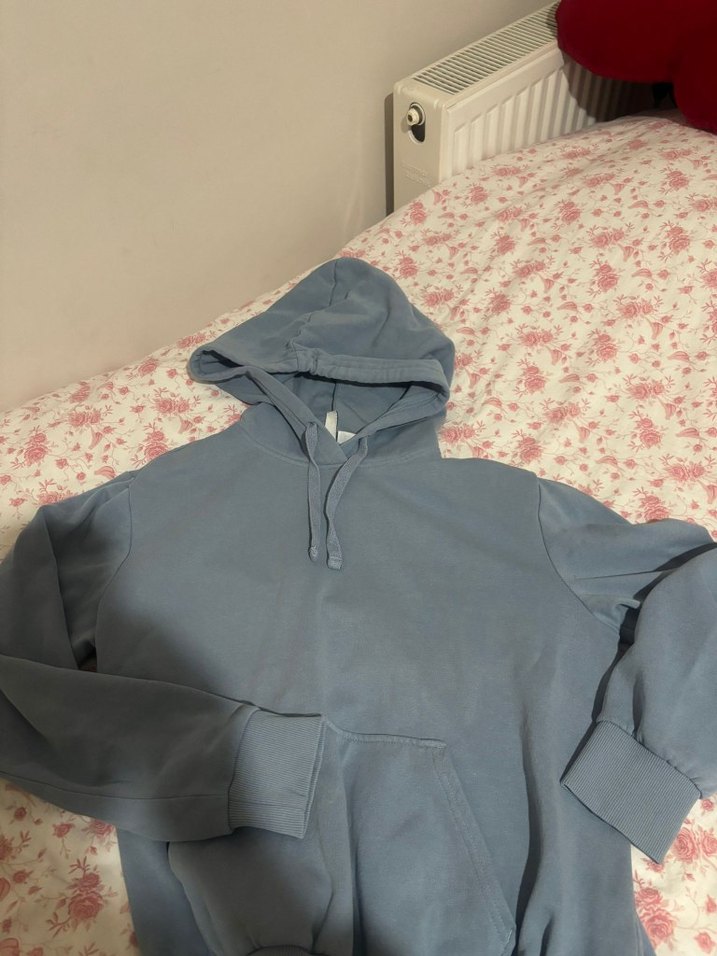 Açık mavi Kapüşonlu Rahat Kesim Sweatshirt - Görsel 3