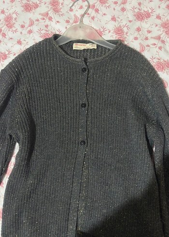 Düğmeli Gri Triko Kadın Hırka - Görsel 6