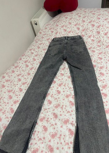 Gri İspanyol paça Kadın Denim Pantolon - Görsel 4