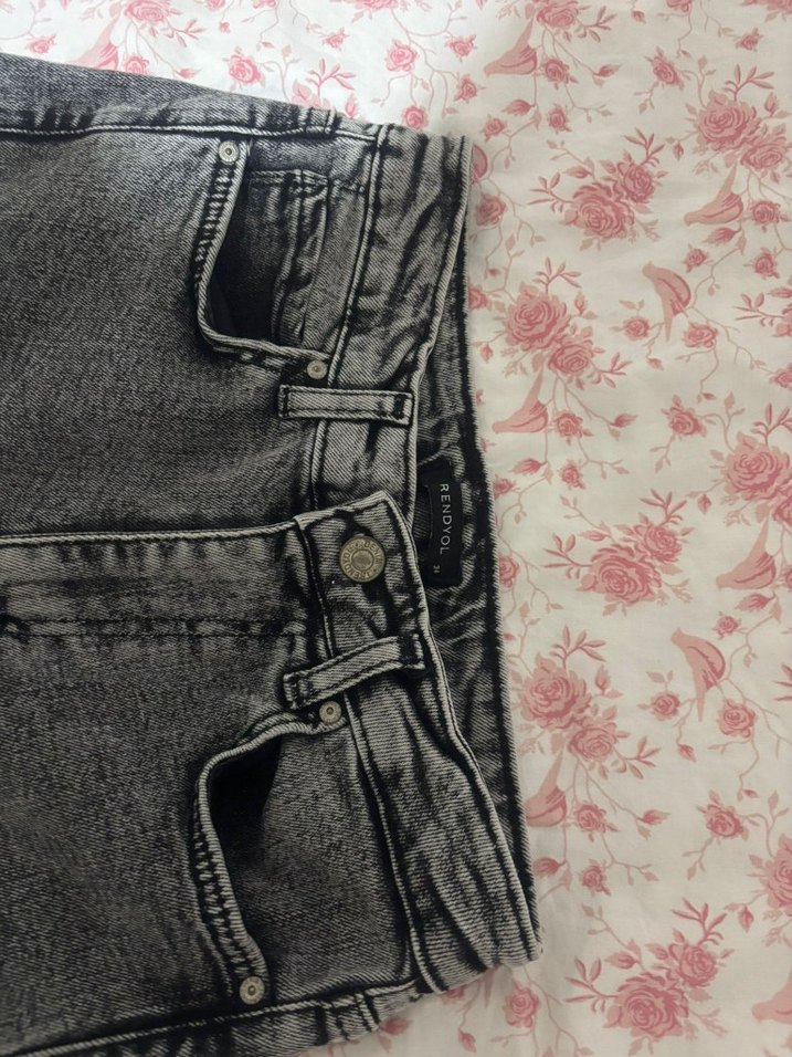 Gri İspanyol paça Kadın Denim Pantolon - Görsel 5