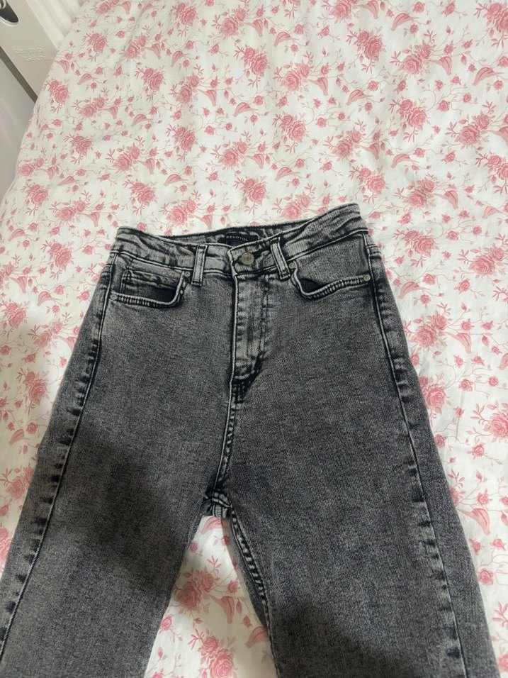 Gri İspanyol paça Kadın Denim Pantolon - Görsel 3