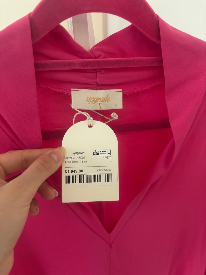 Pembe V Yakalı Salaş Bluz - Görsel 2