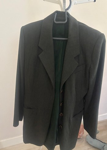 Gri Düğmeli Kadın Blazer Ceket - Görsel 4