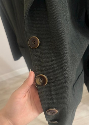 Gri Düğmeli Kadın Blazer Ceket - Görsel 2