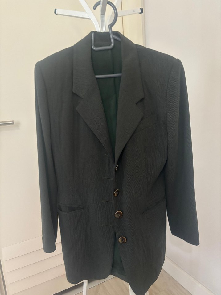 Gri Düğmeli Kadın Blazer Ceket - Görsel 5