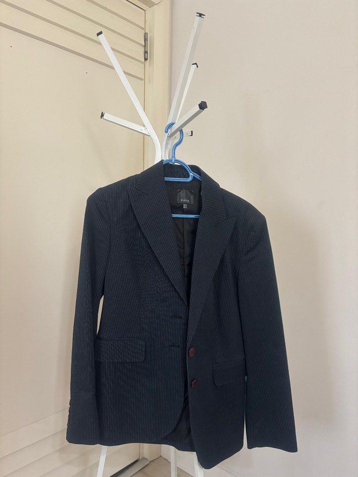 Düğmeli Koyu lacivert Kadın Blazer Ceket - Görsel 2