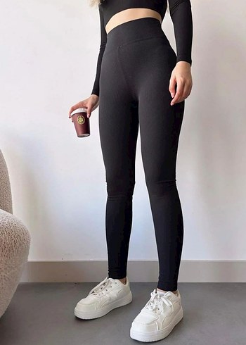 Yüksek Bel Siyah Mini Tayt - Görsel 2