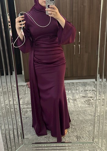 Arabella Mürdüm Drapeli Uzun Abiye Elbise - Görsel 3