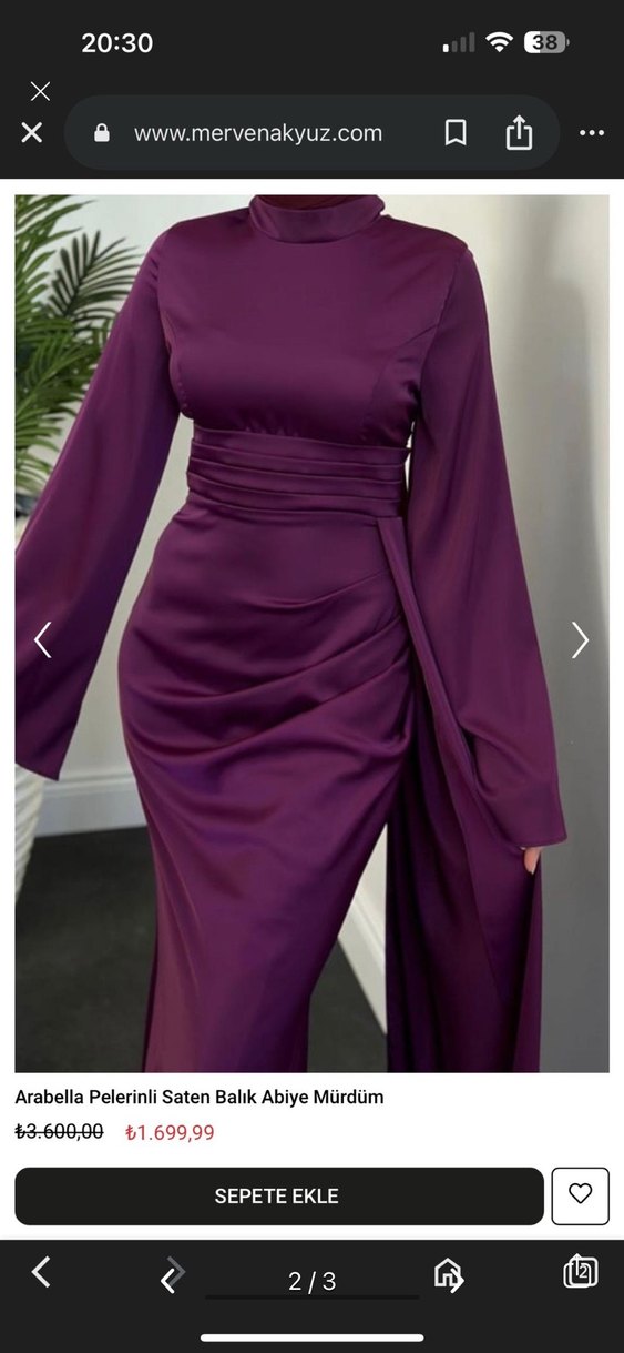 Arabella Mürdüm Drapeli Uzun Abiye Elbise - Görsel 2