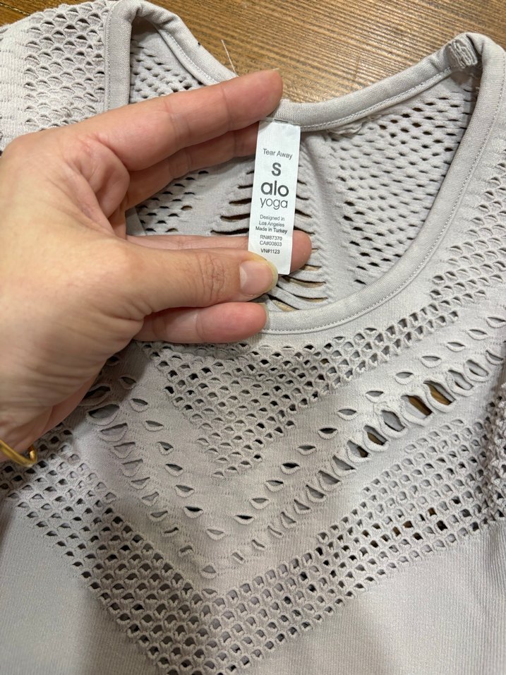 Uzun Kollu Gri Örgü Crop Top - Görsel 3