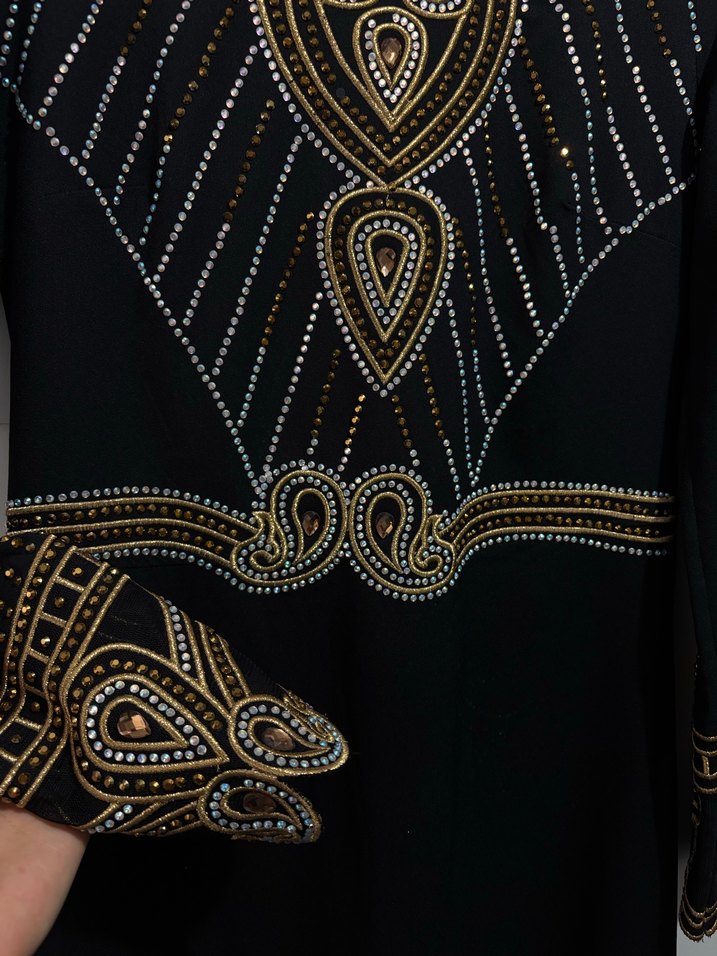 İnci İşlemeli Siyah Uzun Kadın Elbise - Görsel 2