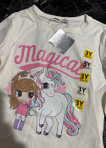 Kız Çocuk Beyaz Payetli Uzun Kollu Tişört - Görsel 2