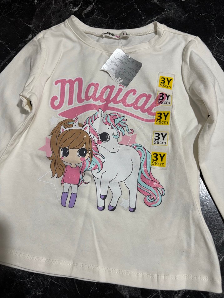 Kız Çocuk Beyaz Payetli Uzun Kollu Tişört - Görsel 3