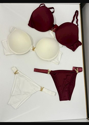 Yeşil ve Siyah Glamour Sütyen ve Külot Takımı  beyaz bordo siyah - Görsel 2