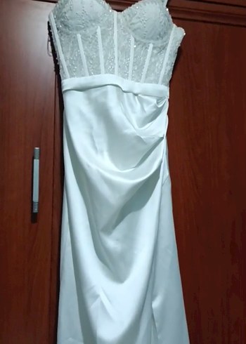 Dantel Detaylı uzun  Beyaz  Nikah elbisesi - Görsel 6