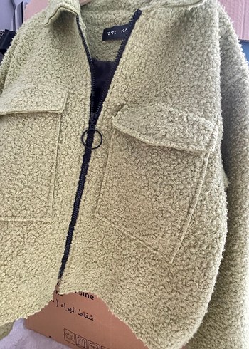 Füme fıstık Yeşil Peluş Kadın Ceket - Görsel 4