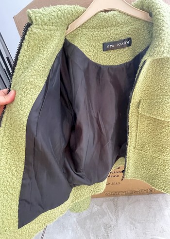 Füme fıstık Yeşil Peluş Kadın Ceket - Görsel 2