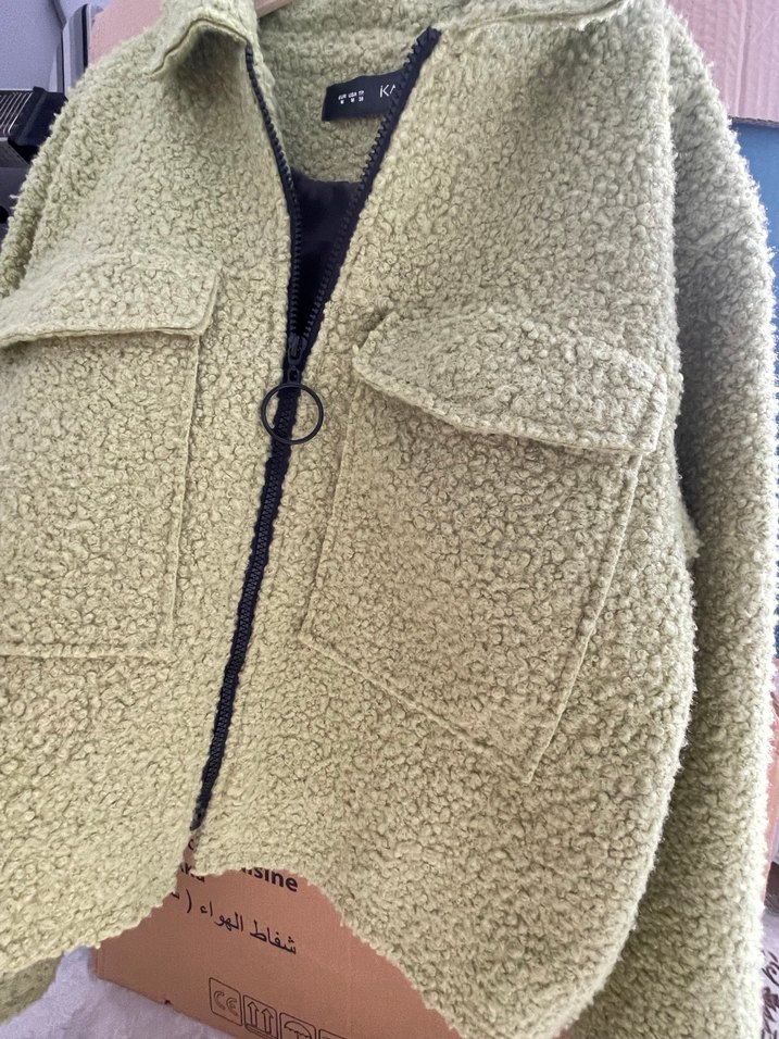 Füme fıstık Yeşil Peluş Kadın Ceket - Görsel 4