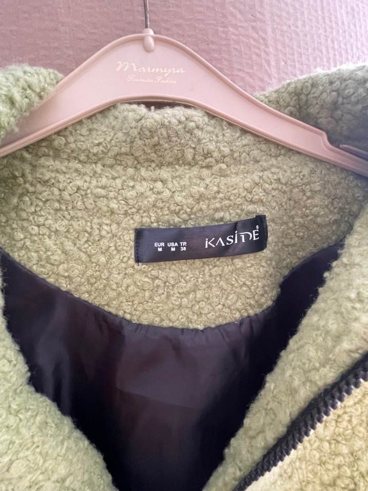 Füme fıstık Yeşil Peluş Kadın Ceket - Görsel 3