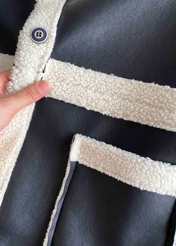 Siyah Deri Kadın Kürklü  Ceket - Görsel 10