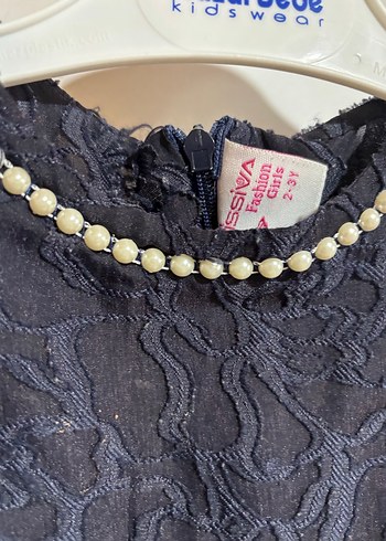 Dantel Detaylı Koyu Lacivert Kız Elbise - Görsel 2