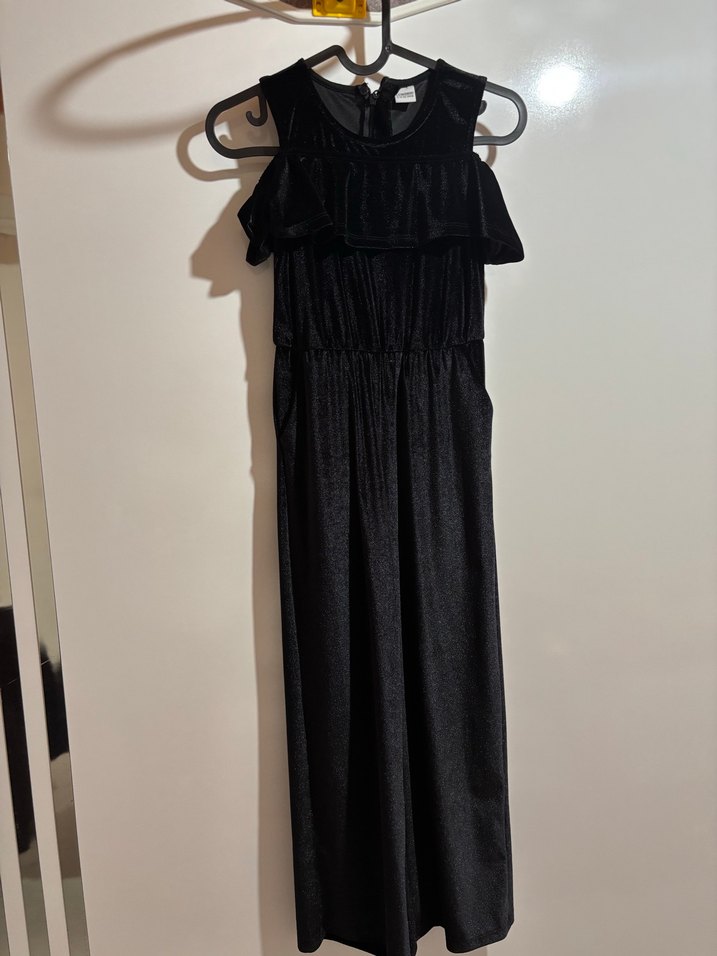 Siyah çocuk Salaş Midi Kumaş tulum - Görsel 2