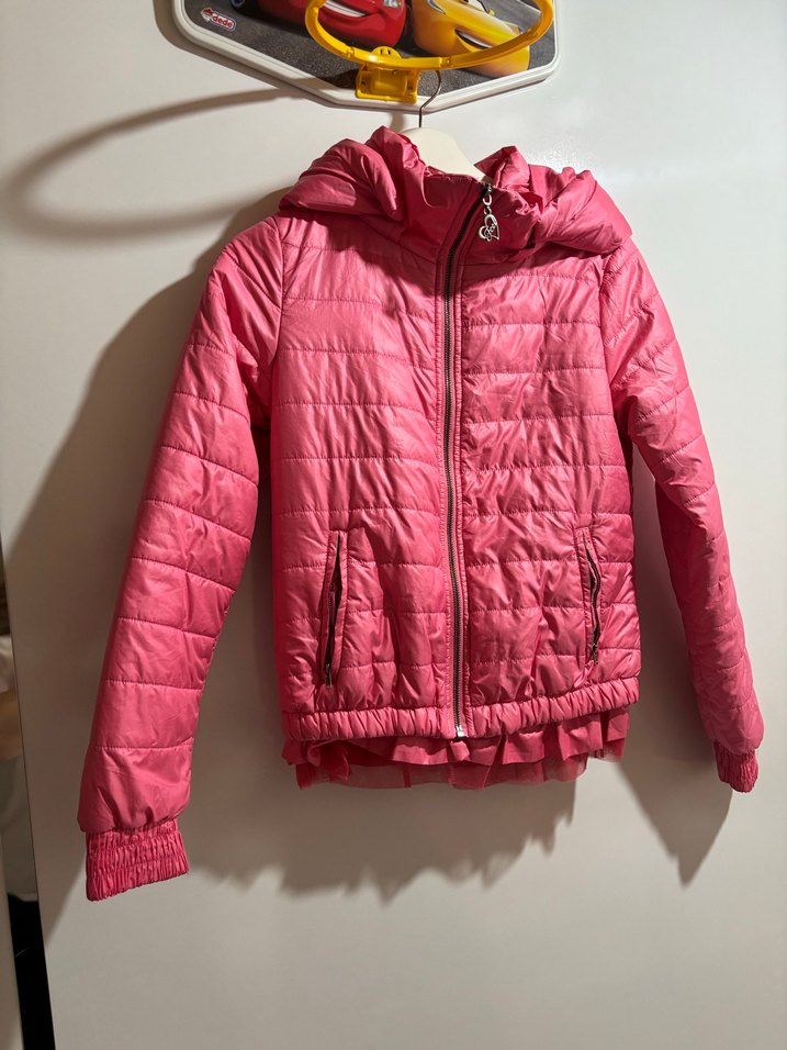 Parlak Pembe Kısa Fermuarlı Kadın Mont - Görsel 3