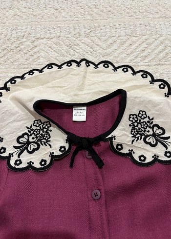 Bordo Kız Çocuk Fırfırlı Örme Elbise - Görsel 3