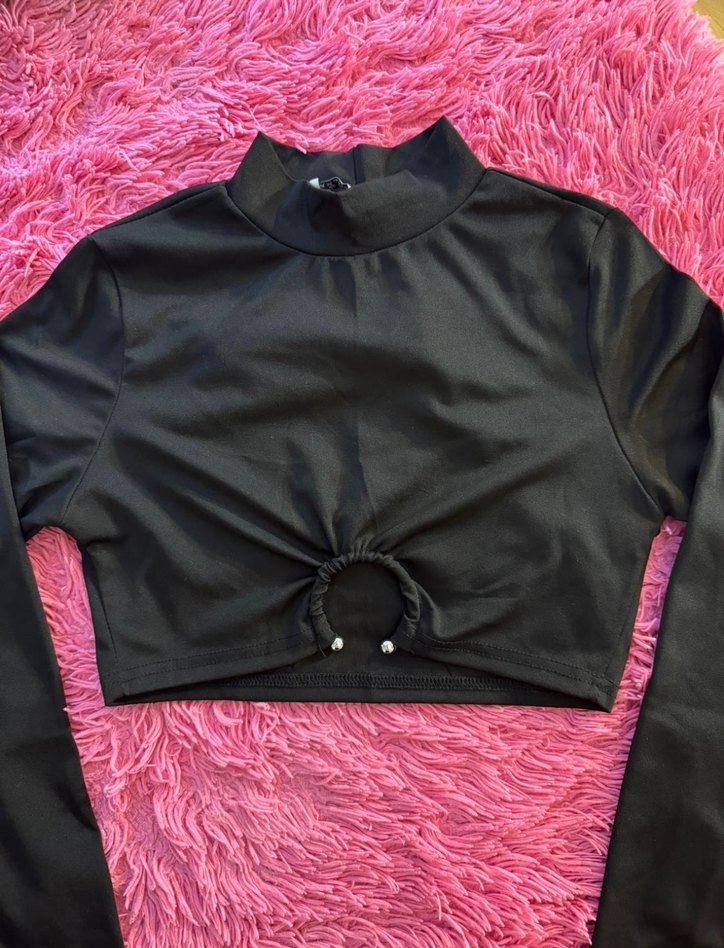 Siyah Crop Top - Görsel 2