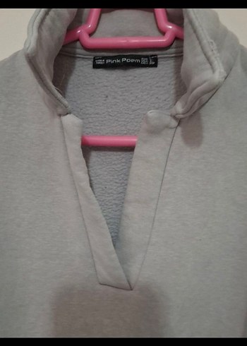 Gri V Yaka Kadın Sweatshirt - Görsel 4