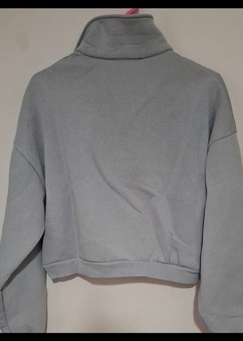 Gri V Yaka Kadın Sweatshirt - Görsel 5