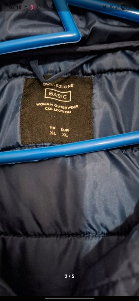 Collezzione Lacivert Fermuarlı Kadın Kışlık Mont - Görsel 2