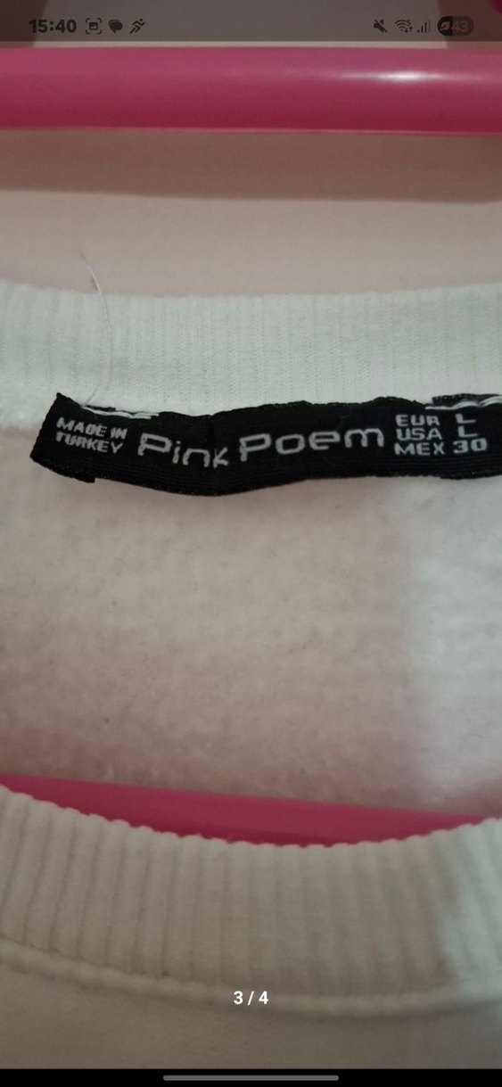 Beyaz Renkli Kalp Baskılı Pamuklu Sweatshirt - Görsel 3