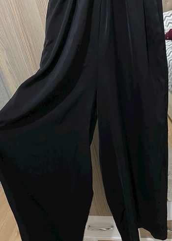 Siyah Salaş Drapeli Kadın Kumaş Pantolon - Görsel 2