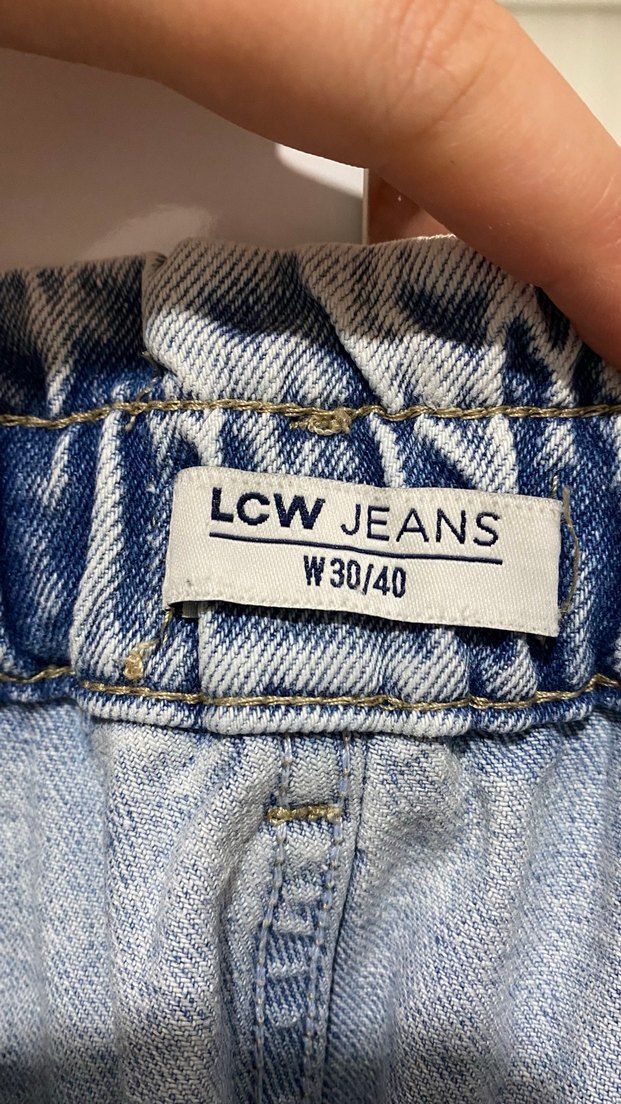 Geniş Kesim Bağlamalı Mavi Gri Denim Pantolon - Görsel 3