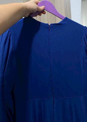 Kadın Lacivert Uzun V Yaka Elbise - Görsel 2