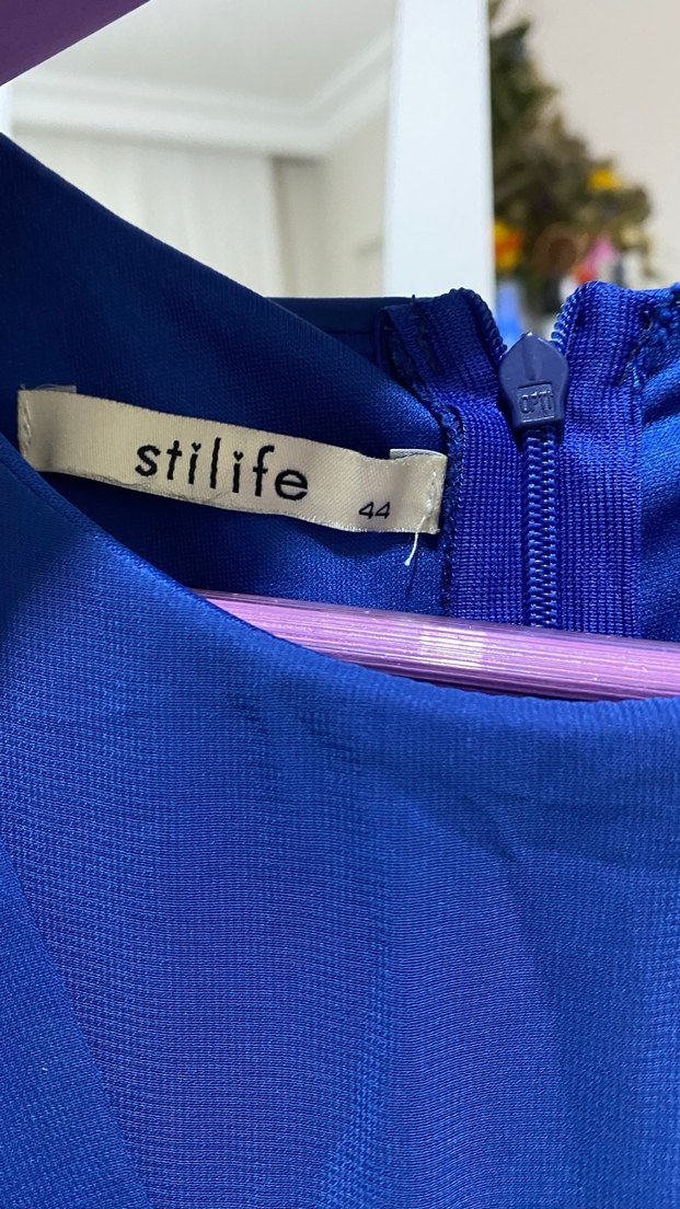 Kadın Lacivert Uzun V Yaka Elbise - Görsel 3