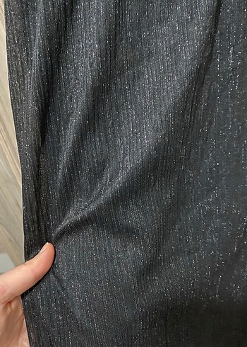 Siyah V Yaka Uzun Kadın Abiye Elbise - Görsel 2