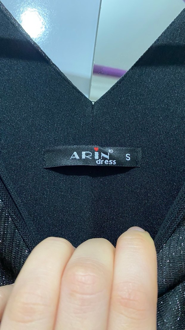 Siyah V Yaka Uzun Kadın Abiye Elbise - Görsel 3