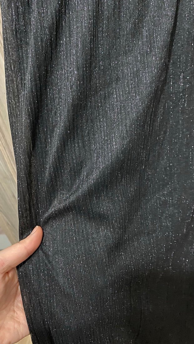 Siyah V Yaka Uzun Kadın Abiye Elbise - Görsel 2