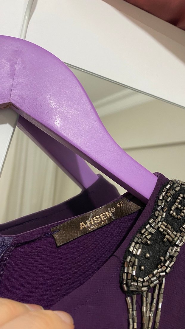 Mor Uzun Bohem Tarzı Elbise - Görsel 2