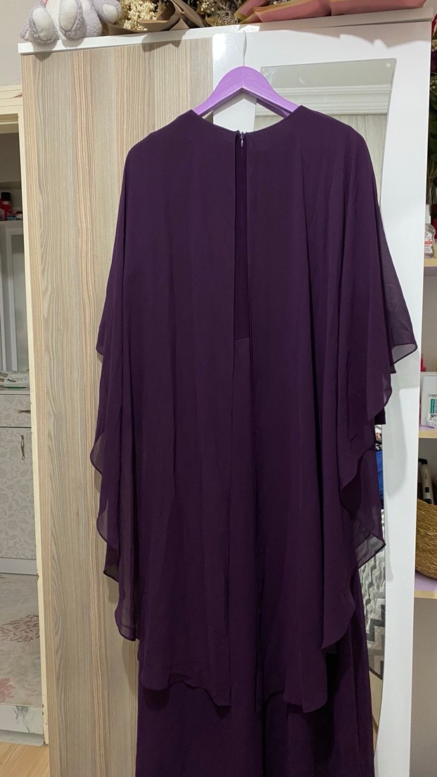 Mor Uzun Bohem Tarzı Elbise - Görsel 3