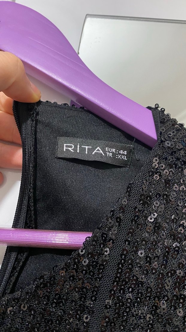 Siyah Uzun Kollu Drapeli Kadın Abiye Elbise - Görsel 3